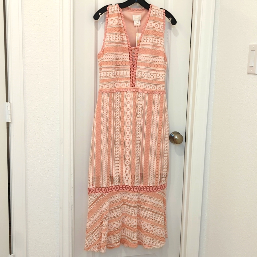 Lace Pink Mermaid Dress cutout back